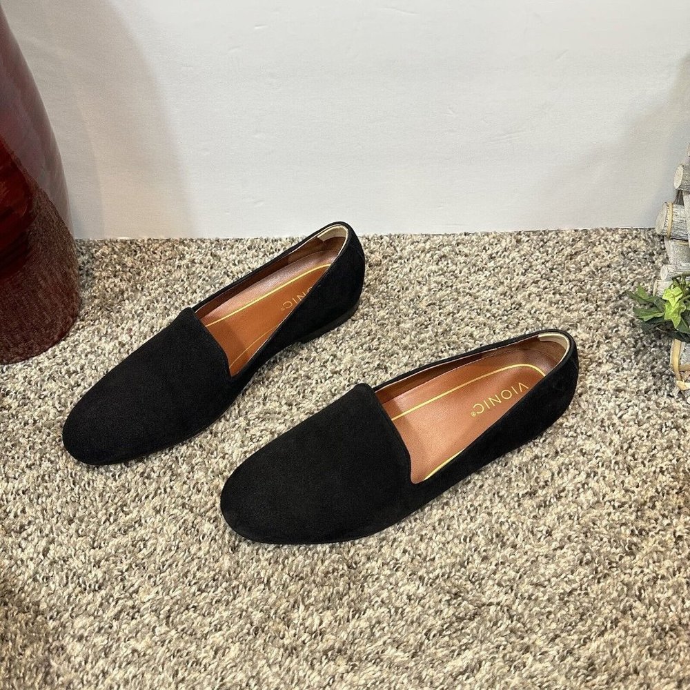VIONIC Willa Black Suede Slip On Shoes Loafers Flats Size US 8.5